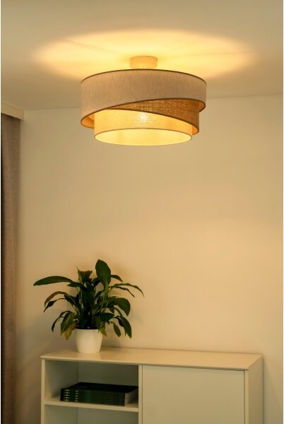 Duolla - Lampadario a plafone KOBO 1xE27/15W/230V diametro 45 cm beige/marrone/bianco