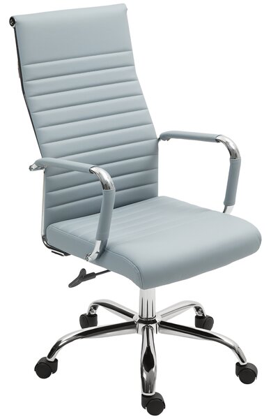 Vinsetto Sedia da Ufficio, Sedia Girevole con Funzione Dondolo, Regolabile in Altezza, Ecopelle, fino a 120 kg, Grigio Chiaro