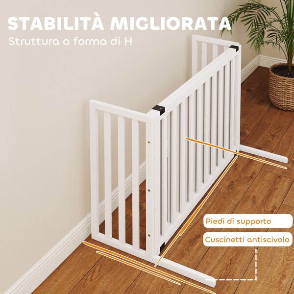 PawHut Cancellino per Cani Taglia Media e Piccola Estensibile Autoportante in Legno, 102-183x57x70 cm, Bianco | Aosom Italy