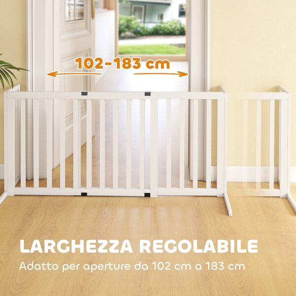 PawHut Cancellino per Cani Taglia Media e Piccola Estensibile Autoportante in Legno, 102-183x57x70 cm, Bianco | Aosom Italy
