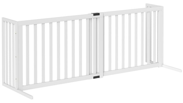 PawHut Cancellino per Cani Taglia Media e Piccola Estensibile Autoportante in Legno, 102-183x57x70 cm, Bianco | Aosom Italy