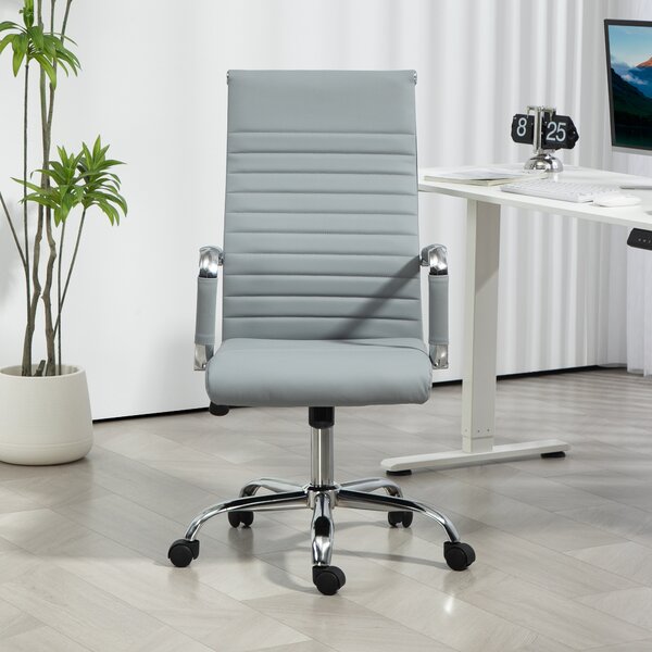 Vinsetto Sedia da Ufficio, Sedia Girevole con Funzione Dondolo, Regolabile in Altezza, Ecopelle, fino a 120 kg, Grigio Chiaro