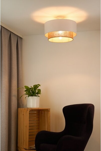 Duolla - Lampadario a plafone BOHO 1xE27/15W/230V diametro 45 cm bianco/marrone