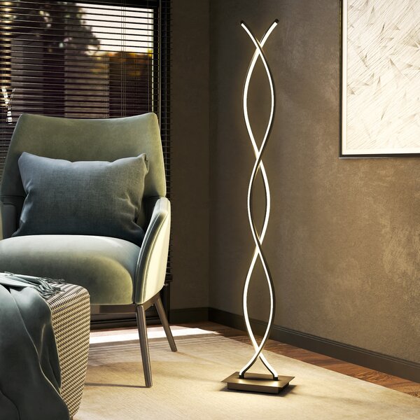 HOMCOM Lampada da terra, dimmerabile a 3 livelli con doppia spirale e interruttore a pedale, Nero | Aosom Italy