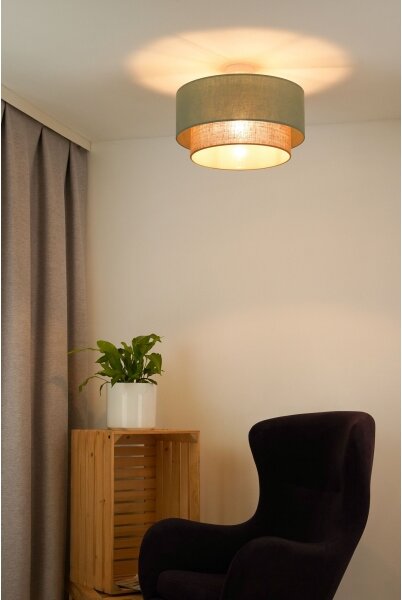 Duolla - Lampadario a plafone BOHO 1xE27/15W/230V diametro 45 cm verde/marrone