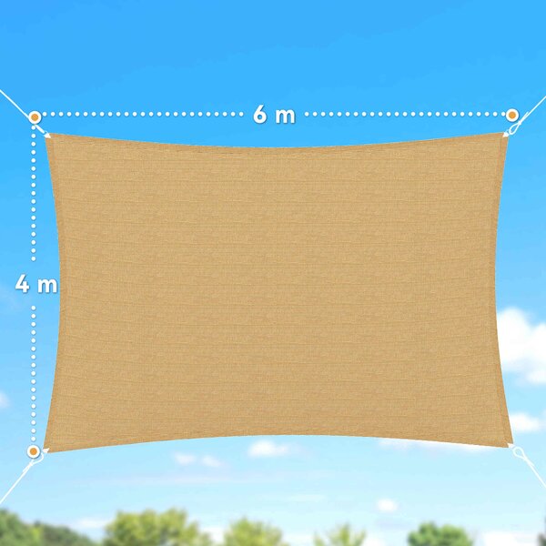 Outsunny Tenda a Vela Parasole Rettangolare Tenda da Sole Protezione Raggi UV in PE 4 x 6m|Aosom