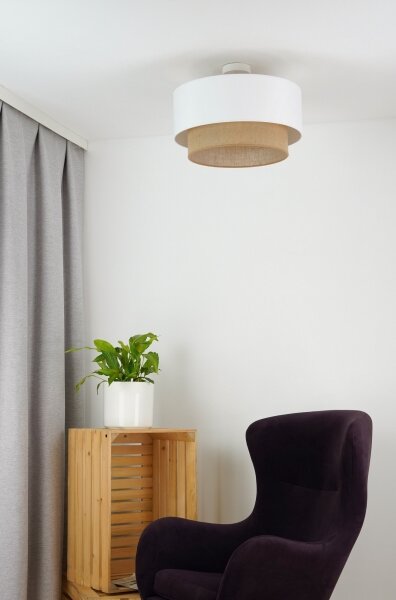 Duolla - Lampadario a plafone BOHO 1xE27/15W/230V diametro 45 cm bianco/marrone