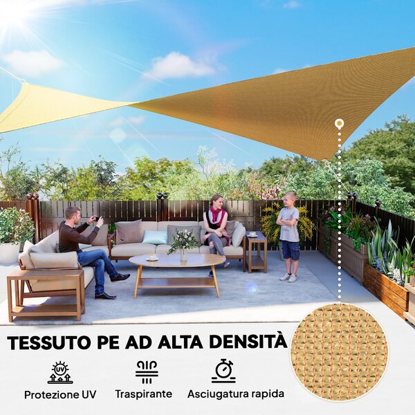 Outsunny Tenda a Vela Parasole Rettangolare Tenda da Sole Protezione Raggi UV in PE 4 x 6m|Aosom