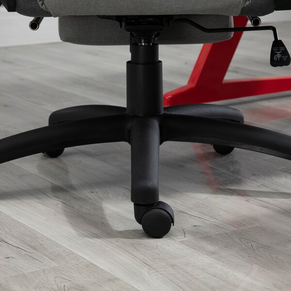 Vinsetto Sedia da Ufficio Poltrona Girevole con Cuscino Rimovibile per Testa e Lombari Funzione di Dondolo Sedia da Scrivania Ergonomica Regolabile in Altezza con Poggiapiedi PP Grigio 73x57x127-135 cm