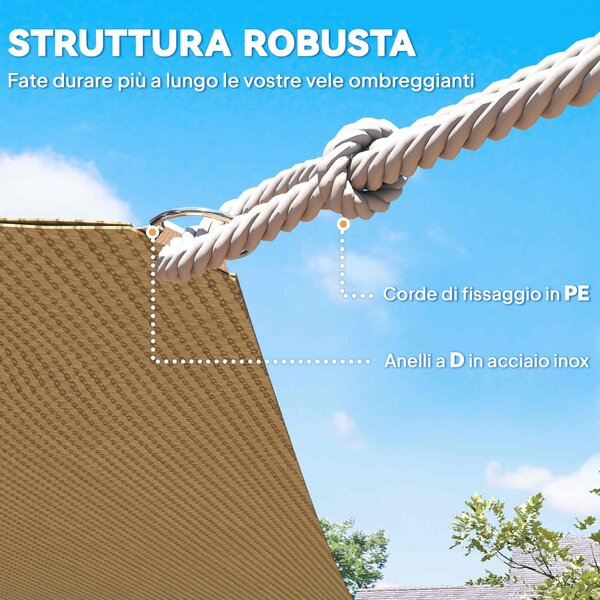 Outsunny Tenda a Vela Parasole Rettangolare Tenda da Sole Protezione Raggi UV in PE 4 x 6m|Aosom