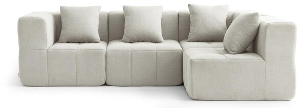 Divano angolare modulare a 4 posti MILYSOFA SOFABULOUS, raffinato tessuto a riccioli, beige crema