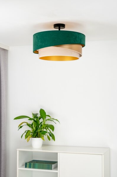 Duolla - Lampadario a plafone KOBO 1xE27/15W/230V diametro 45 cm verde/oro/color crema