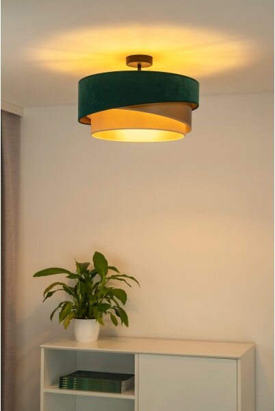 Duolla - Lampadario a plafone KOBO 1xE27/15W/230V diametro 45 cm verde/oro/color crema