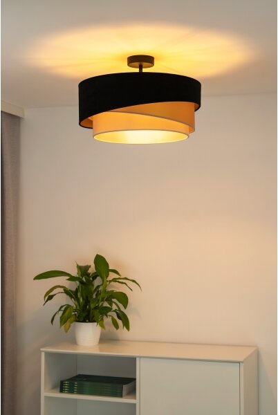 Duolla - Lampadario a plafone KOBO 1xE27/15W/230V diametro 45 cm nero/oro/color crema