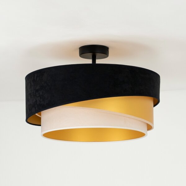 Duolla - Lampadario a plafone KOBO 1xE27/15W/230V diametro 45 cm nero/oro/color crema