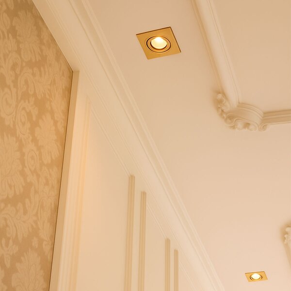 Faretto da incasso moderno quadrato oro IP44 - Xena