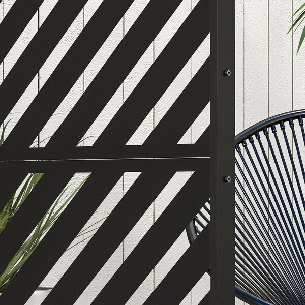 Outsunny Divisore da Giardino Sichtschutz Garten, forme geometriche, metallo, 122 x 45 x 198 cm, nero