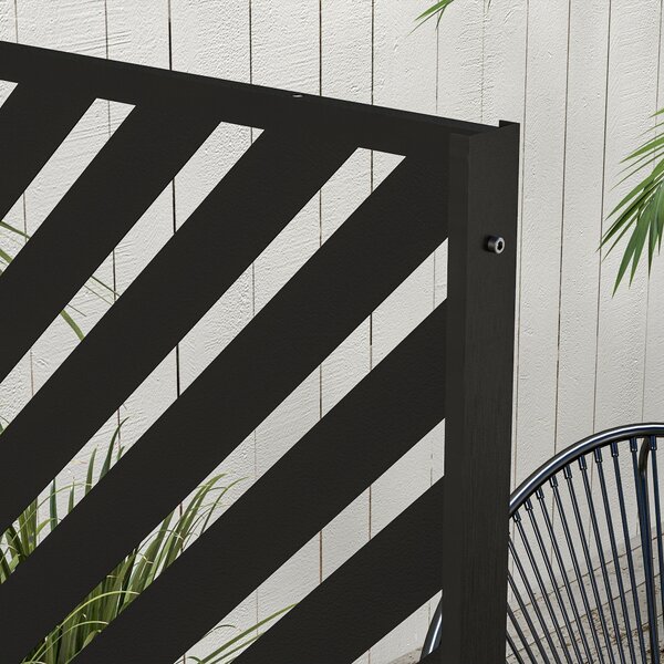 Outsunny Divisore da Giardino Sichtschutz Garten, forme geometriche, metallo, 122 x 45 x 198 cm, nero