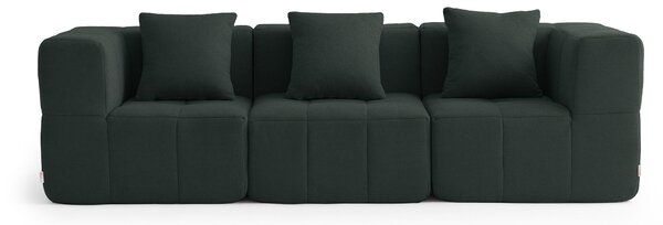 Divano componibile a 3 posti MILYSOFA SOFABULOUS, dal design lineare, in raffinato tessuto a riccioli, verde bosco