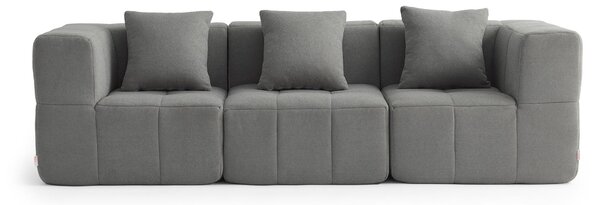 Divano componibile a 3 posti MILYSOFA SOFABULOUS, dal design lineare, in pregiato tessuto a riccioli, grigio nuvola