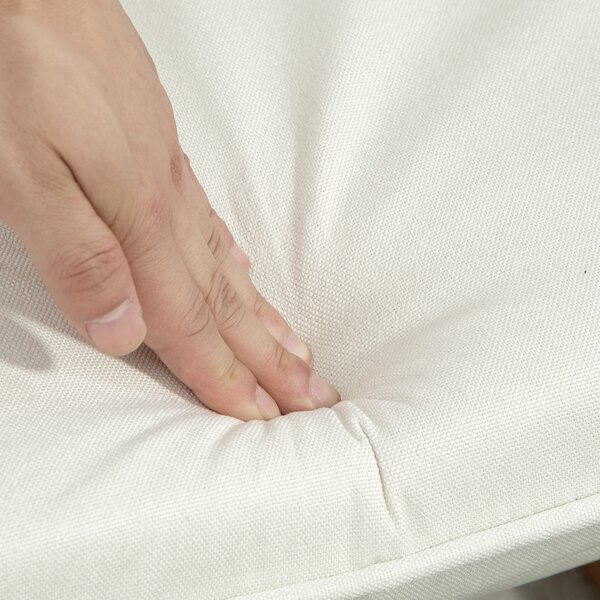 HOMCOM Poltrona a Dondolo con Poggiapiedi, sistema di dondolo morbido, Effetto Lino, 64 x 89 x 90 cm, Crema