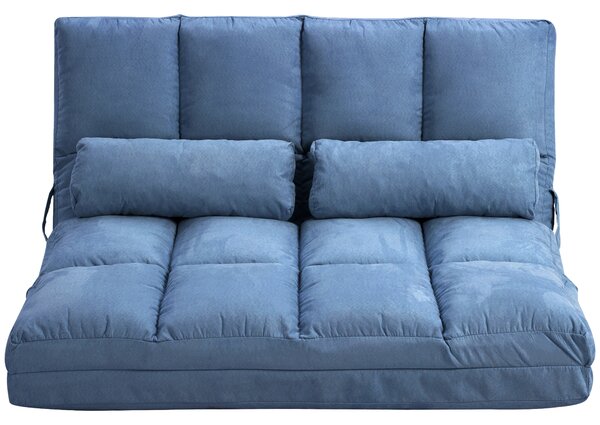 HOMCOM Divano Letto da Pavimento, pieghevole, schienale regolabile, 102 cm x 73 cm x 60 cm , Blu