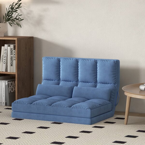 HOMCOM Divano Letto da Pavimento, pieghevole, schienale regolabile, 102 cm x 73 cm x 60 cm , Blu