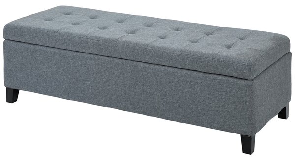HOMCOM Sitzbank con spazio di archiviazione, ottomana, panca corridoio, finitura a bottoni, 125,1 cm x 48,9 cm x 41,3 cm, Grigio