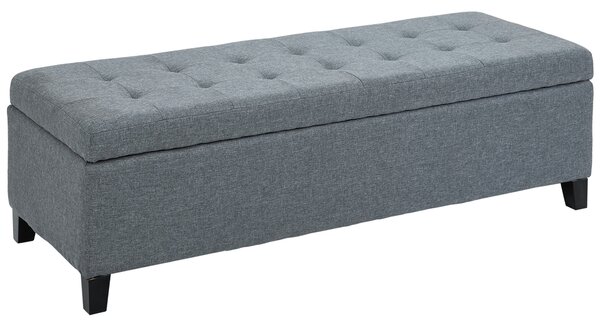HOMCOM Sitzbank con spazio di archiviazione, ottomana, panca corridoio, finitura a bottoni, 125,1 cm x 48,9 cm x 41,3 cm, Grigio