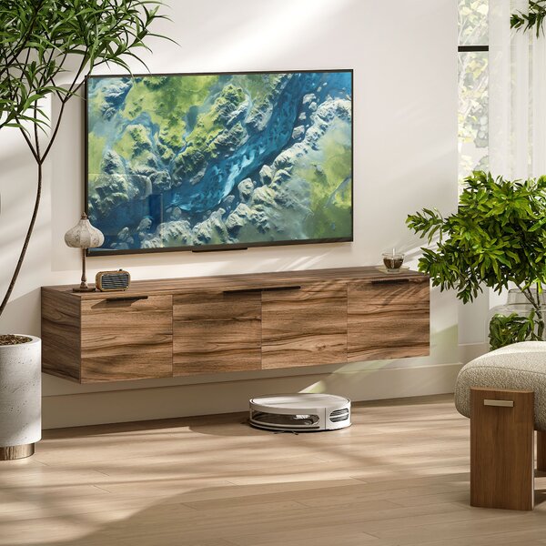HOMCOM Mobile Porta TV Sospeso fino 65" con 3 Armadietti in Stile Industriale, Marrone Rustico | Aosom Italy