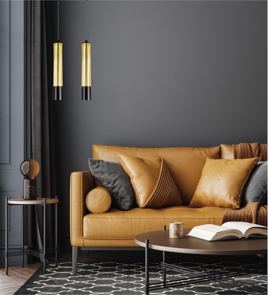 Lampadario a sospensione con filo PRESCOT 2xGU10/40W/230V oro