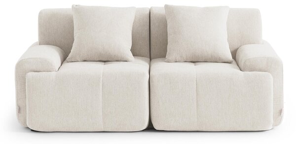 DIVANO MODULARE MILYSOFA SOFAMOUS, modello a 2 posti, dal design lineare, rivestito in tessuto di chenille color avorio