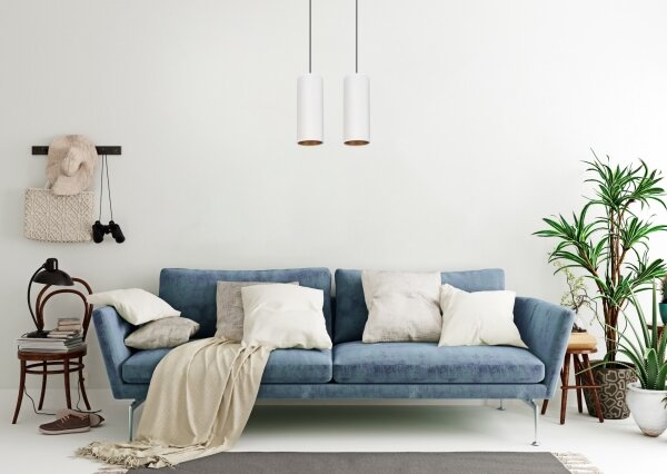 Lampadario a cavo AVALO 2xE27/60W/230V bianco/rame