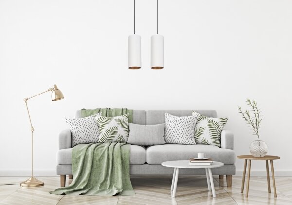 Lampadario a cavo AVALO 2xE27/60W/230V bianco/rame