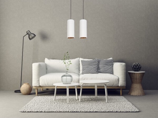 Lampadario a cavo AVALO 2xE27/60W/230V bianco/rame