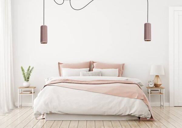 Lampadario a sospensione AVALO 2xE27/60W/230V rosa/rame