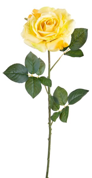 3 Rose Artificiali Aperta Altezza 65 cm Giallo