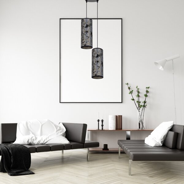 Lampadario a sospensione con filo AVALO 2xE27/60W/230V diametro 20 cm grigio/nero