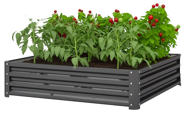 Outsunny Fioriera da giardino, fioriera con struttura in acciaio, Grigio Chiaro, 120 x 120 x 30 cm | Aosom Italy