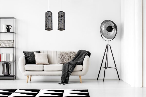 Lampadario a sospensione con filo AVALO 2xE27/60W/230V grigio/nero