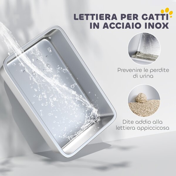PawHut Lettiera per Gatti Chiusa con Vassoio in Acciaio, Paletta e Sacchetti Filtranti, in PP, 40.5x60.5x41.5 cm | Aosom Italy