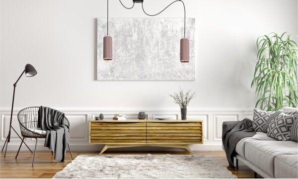 Lampadario a sospensione AVALO 2xE27/60W/230V rosa/rame