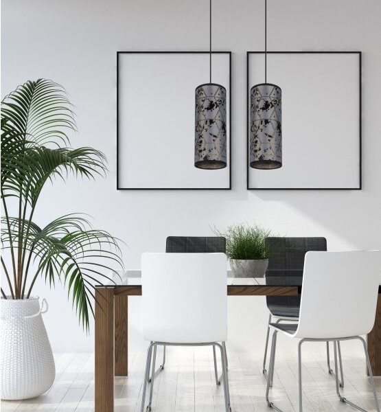 Lampadario a sospensione con filo AVALO 2xE27/60W/230V grigio/nero