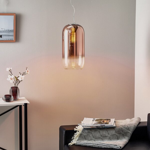 Lampada a sospensione Artemide, Gople, dimmerabile, Marrone / Ruggine, Soggiorno, Vetro, Design