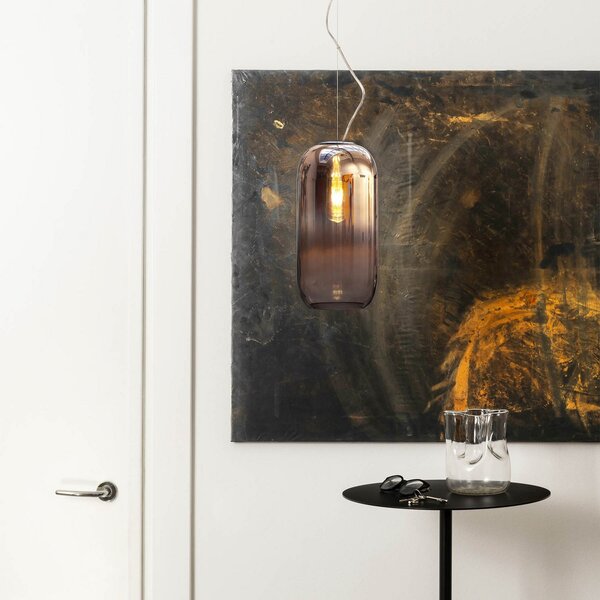Lampada a sospensione Artemide, Gople, dimmerabile, Marrone / Ruggine, Soggiorno, Vetro, Design