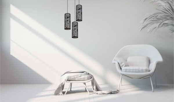 Lampadario a sospensione con filo AVALO 3xE27/60W/230V diametro 35 cm grigio/nero