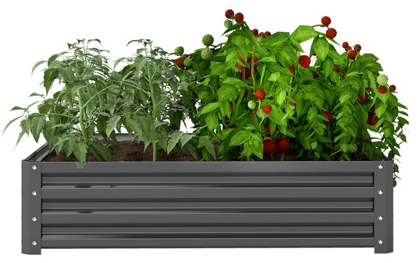 Outsunny Fioriera da giardino, fioriera con struttura in acciaio, Grigio Chiaro, 120 x 120 x 30 cm | Aosom Italy