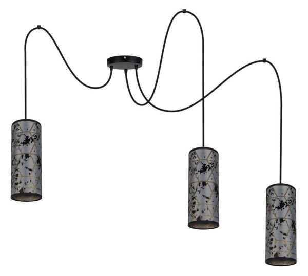 Lampadario a sospensione con filo AVALO 3xE27/60W/230V ragno grigio/nero