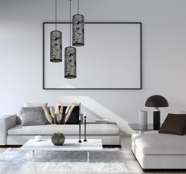 Lampadario a sospensione con filo AVALO 3xE27/60W/230V diametro 35 cm grigio/nero