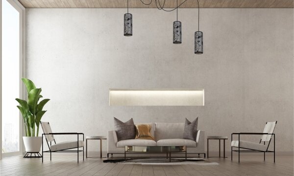 Lampadario a sospensione con filo AVALO 3xE27/60W/230V ragno grigio/nero